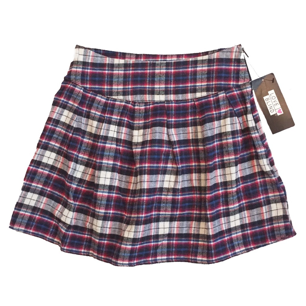 Love Blind Plaid Flannel Pleated Skirt